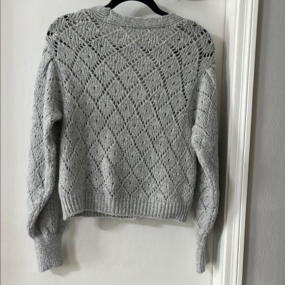 Anthropologie Gray Off-the-Shoulder Sweater with Intricate Knit Design - Picture 9 of 15